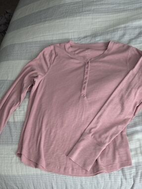 GAP Blush Ribbed Henley Top